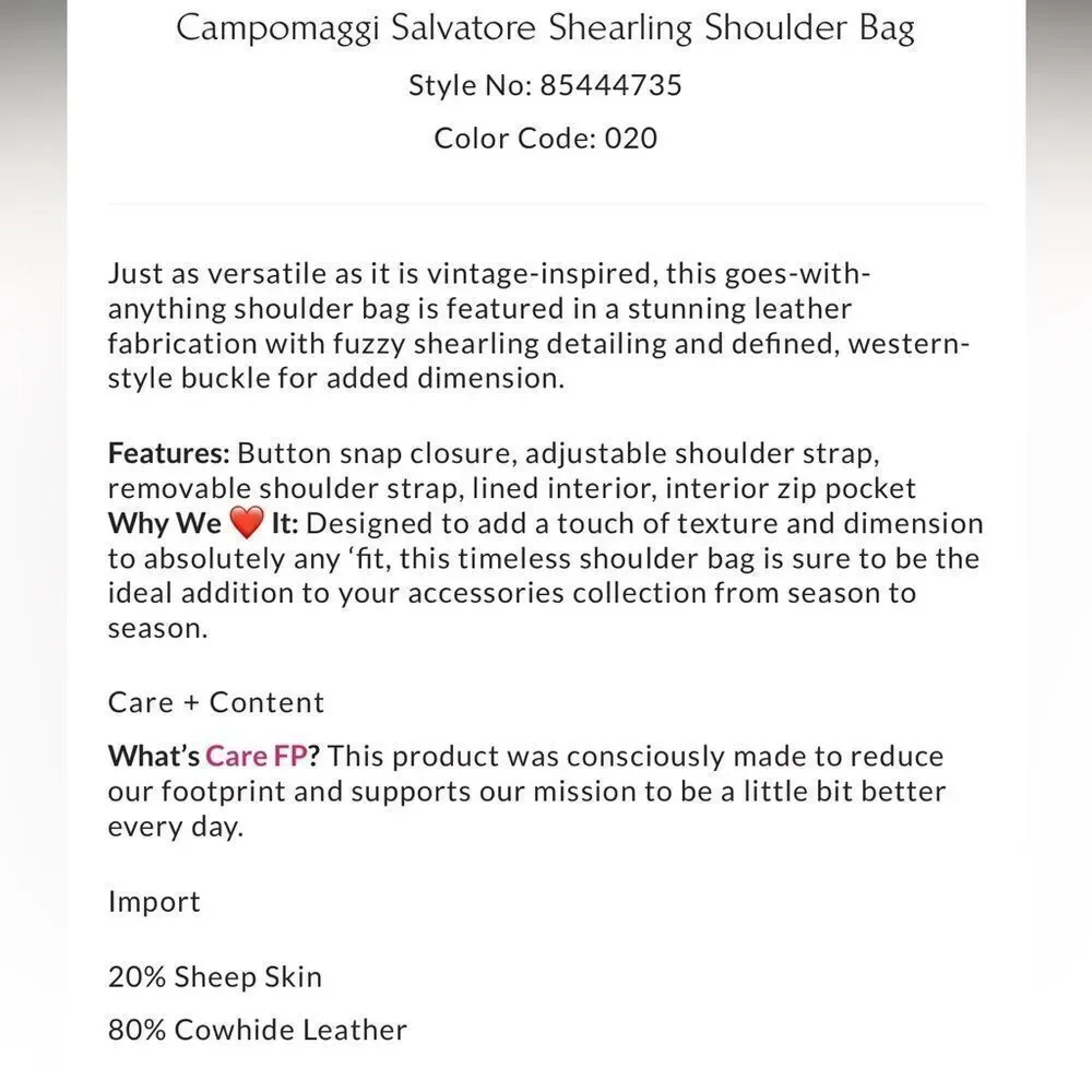 Campomaggi x Free People Salvatore Shearling Trim Leather Shoulder Bag in Cognac - Picture 6 of 15